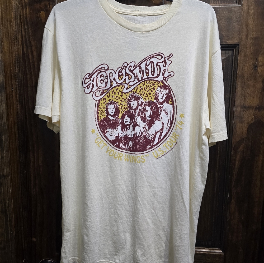 Vintsge Style Aerosmith "Get Your Wings" '74 Band Tshirt